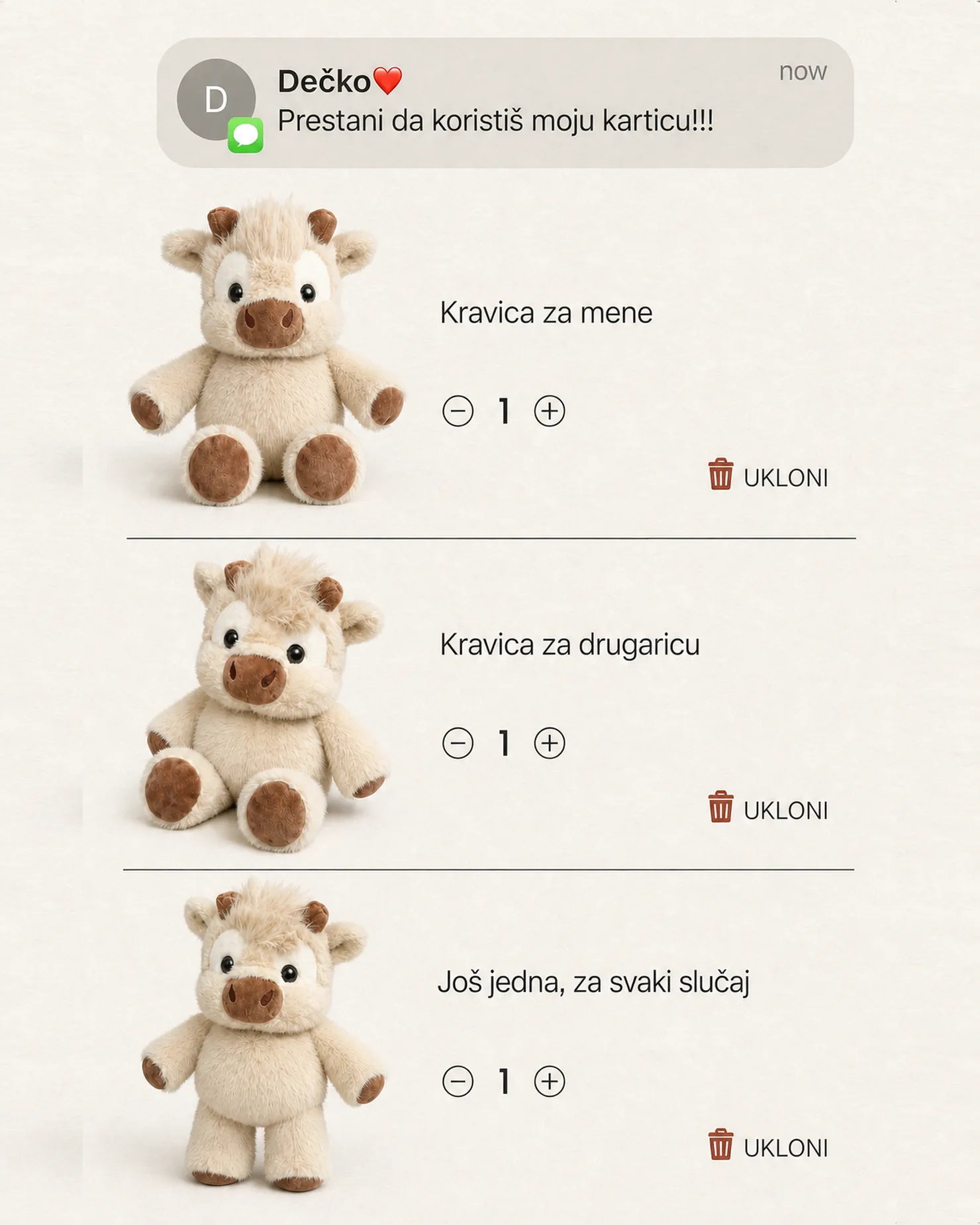 Kravica Koja Trči kreativna objava kupovine